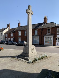 Stone Cross engraved with the names of first and second war dead from Eye Suffolk