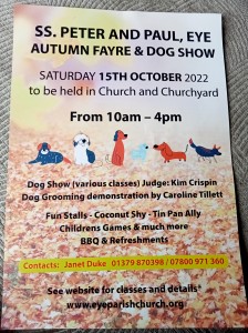 Image shows event listing for Autumn Fayre and Dog Show in Eye Suffolk