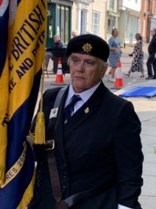 The British Legion Standard outside the Eye Town Hall