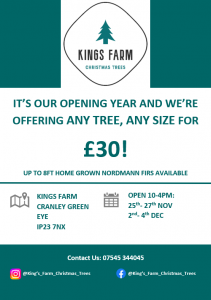 Kings Farm Christmas Trees IP23 7NX from £30 open 25 -27 November 2 - 4 th December