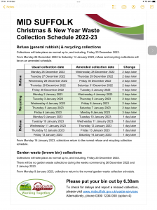 Christmas & New Year Collection When to place bins for collection