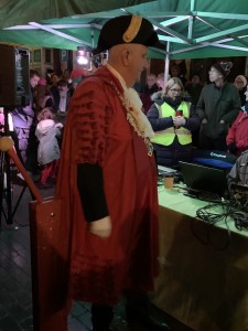 The Mayor of Eye Suffolk Councillor Johnnie Walker switched on the Christmas lights in Eye