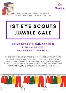 1st Eye Scouts Jumble Sale Saturday January 28th Eye Town Hall