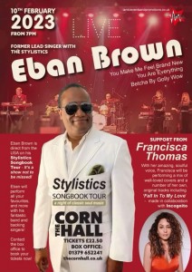 Eban Brown Former lead singer with the Stylistics at the Diss Corn Hall February 10th