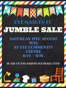 All funds to support the Eye Saints Football Club