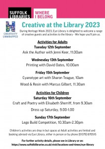 Creative at theEye Library throughout the Eye Heritage Open Days Festival in September